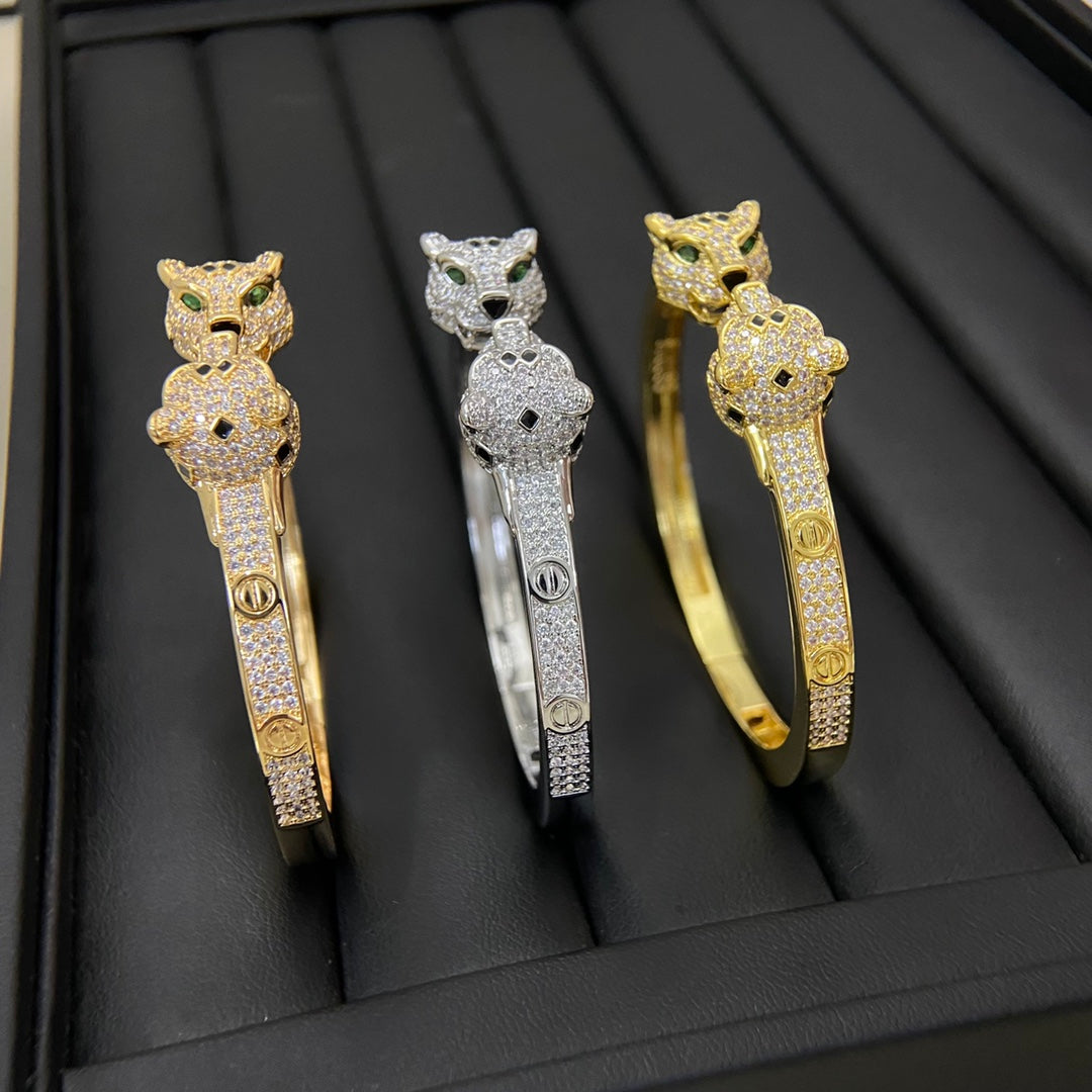 CA Twin Panther Head Bangle
