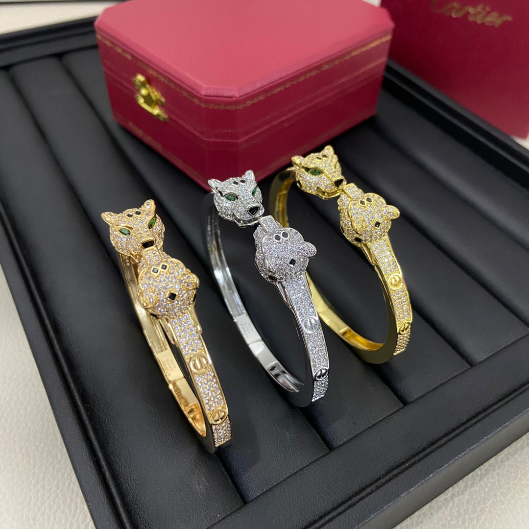 CA Twin Panther Head Bangle