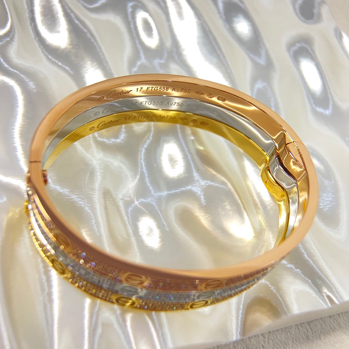 CA Slim Triple Row Bangle