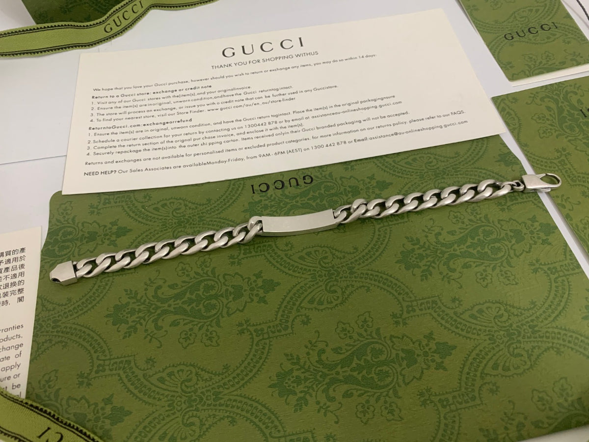 GU Green Enamel Interlock Bracelet