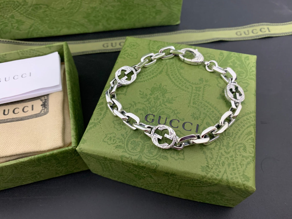 GU Green Enamel Link Bracelet