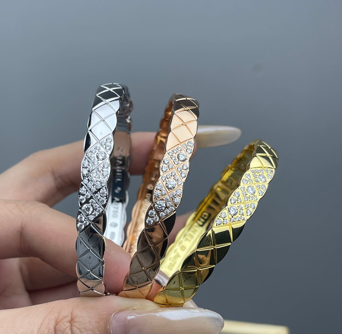 C Diagonal Accent Quilted Bangle