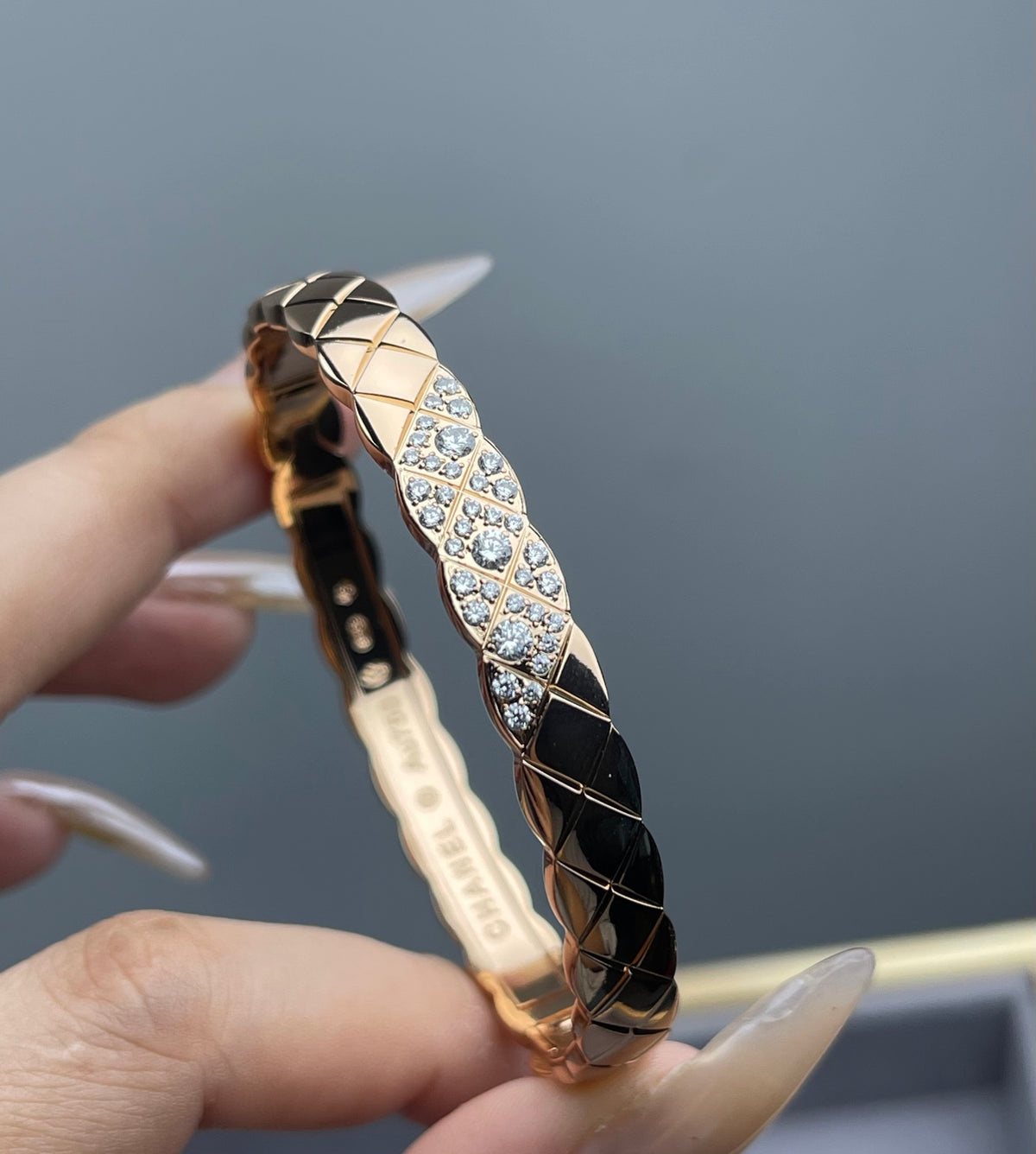 C Diagonal Accent Quilted Bangle