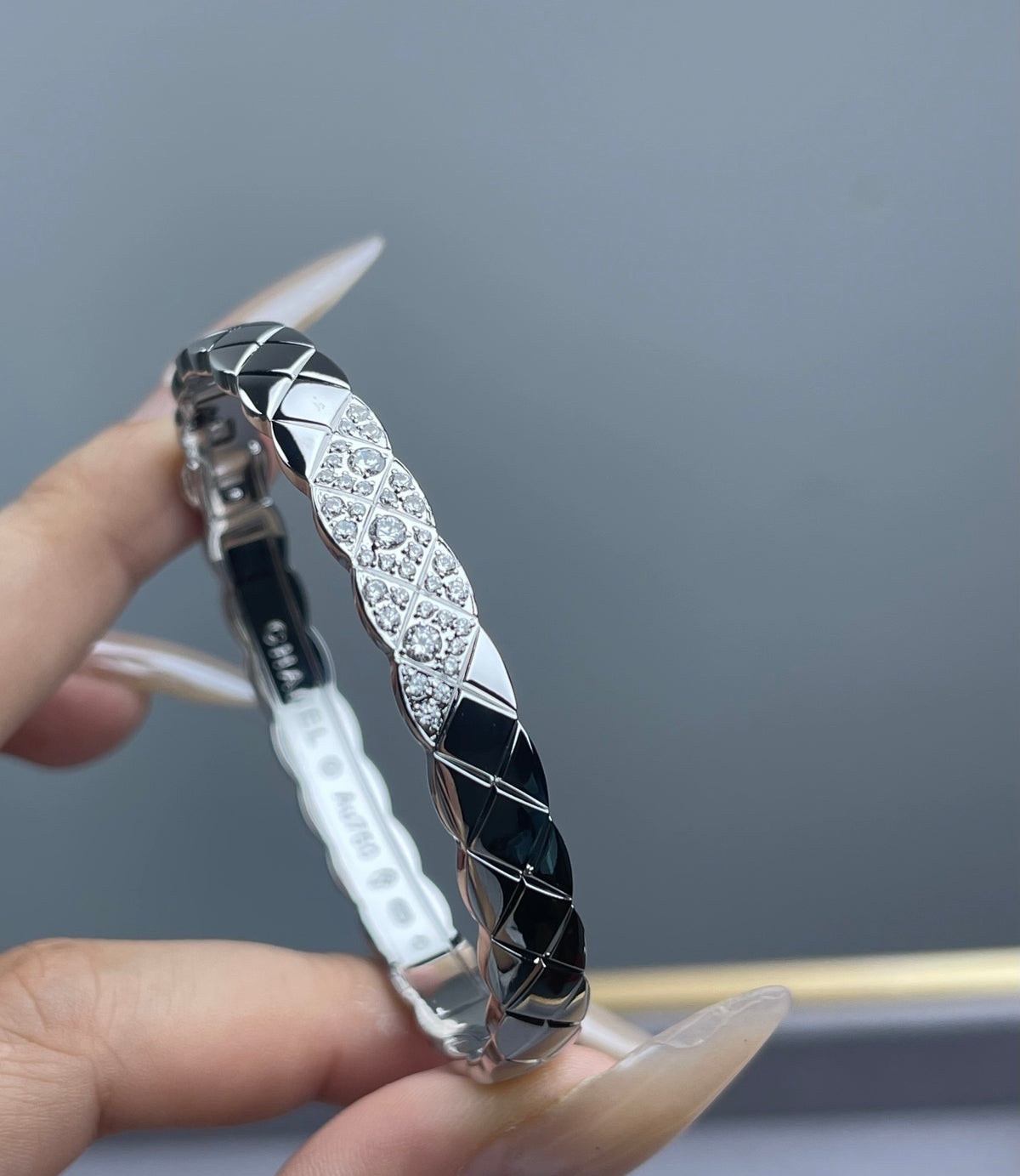 C Diagonal Accent Quilted Bangle