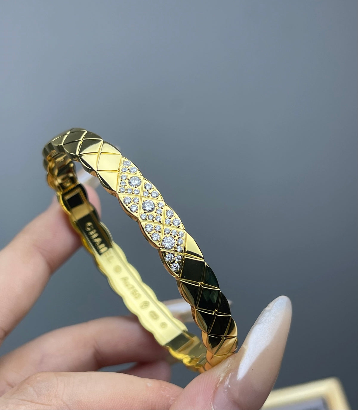 C Diagonal Accent Quilted Bangle